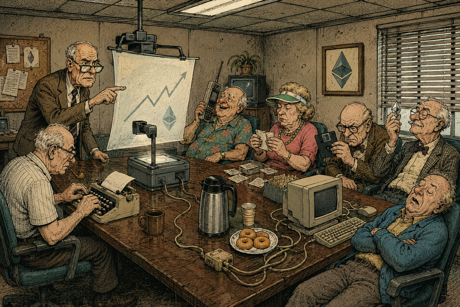 A satirical board meeting of elderly Ethereum decision makers